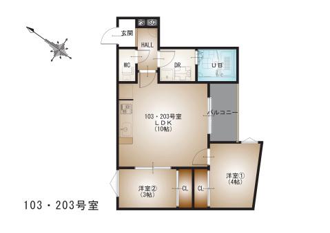 REGALEST-F 江波西(2LDK/1階)の間取り写真