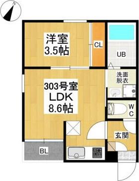 REGALESTささしまライブ(1LDK/3階)の間取り写真