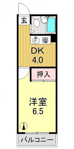 光ハイツ(1DK/4階)の間取り写真