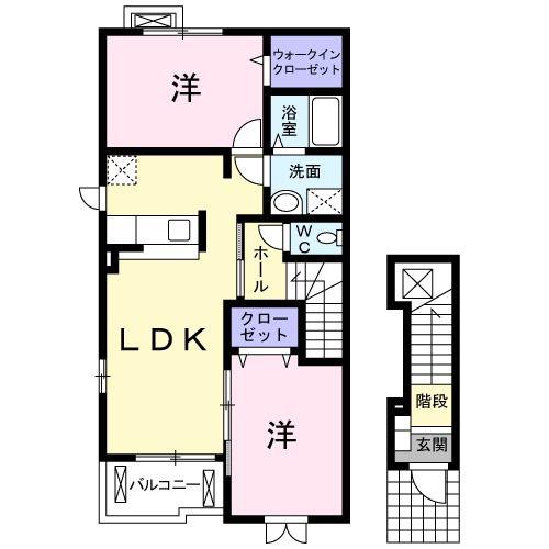トゥーランドット4(2LDK/2階)の間取り写真