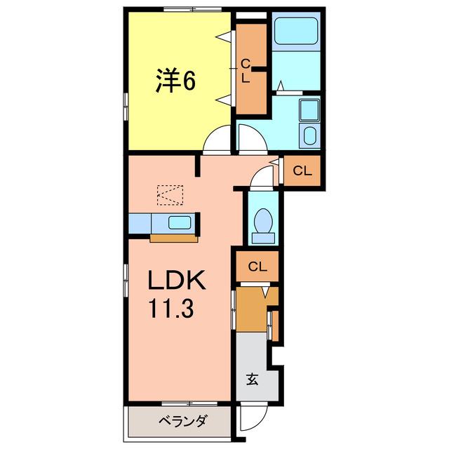 コーポラス高塚II(1LDK/1階)の間取り写真