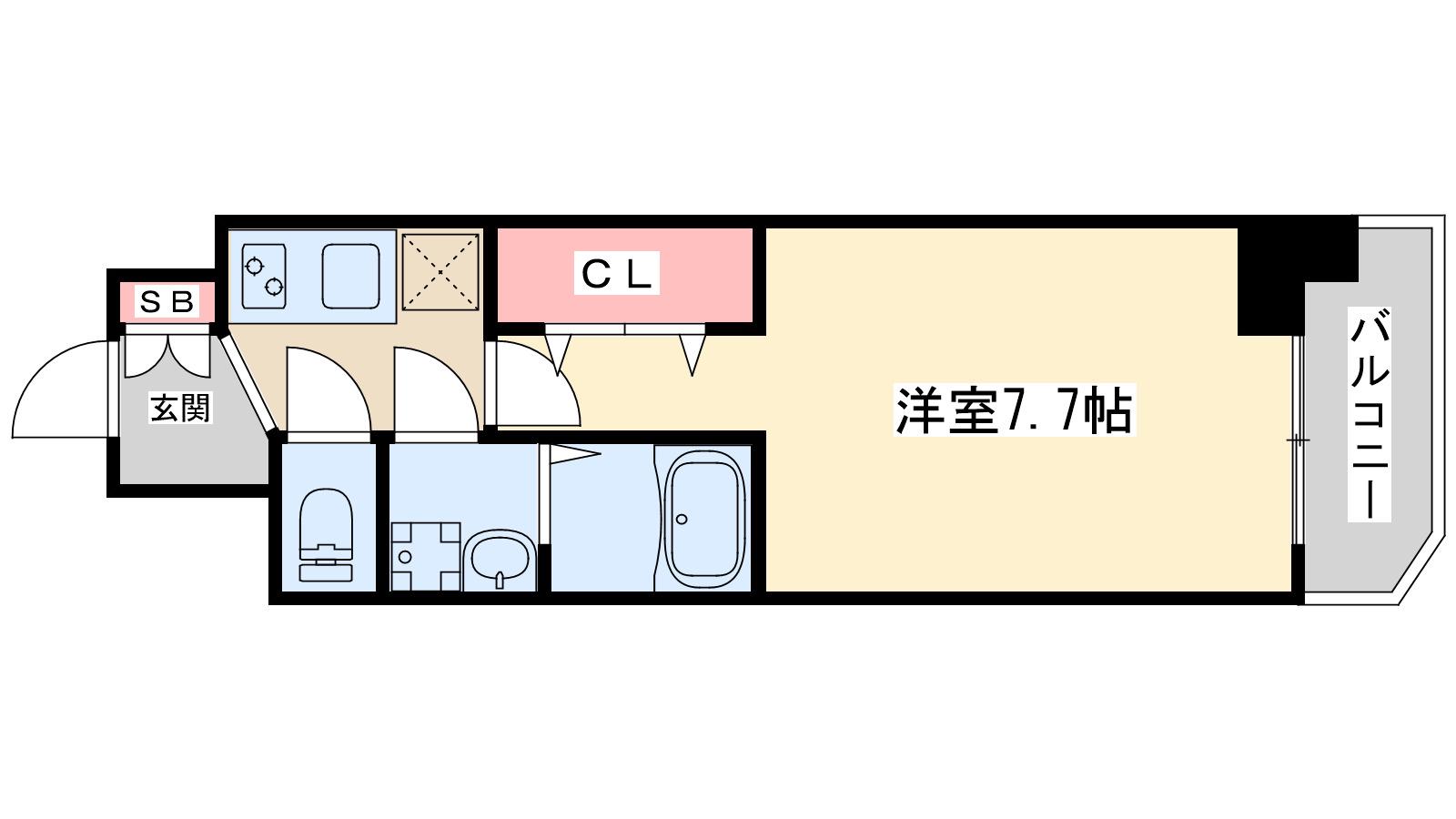 S-RESIDENCE堺筋町UNO(1K/4階)の間取り写真