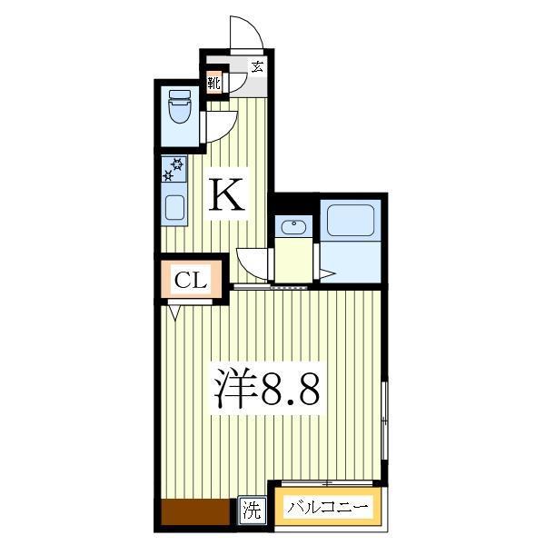 SKリデンテ白井笹塚III(1K/1階)の間取り写真