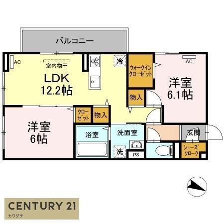セジュール鵬舟VI(2LDK/2階)の間取り写真