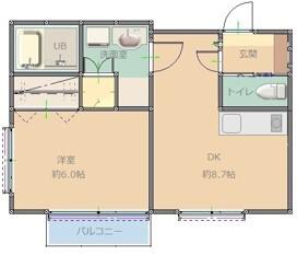セブンオークス(1DK/6階)の間取り写真