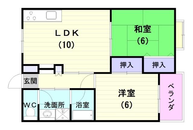 コーポひとは(2LDK/2階)の間取り写真