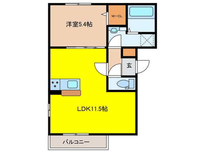 D-ROOMル・シャン・ドゥ・フルール(1LDK/2階)の間取り写真