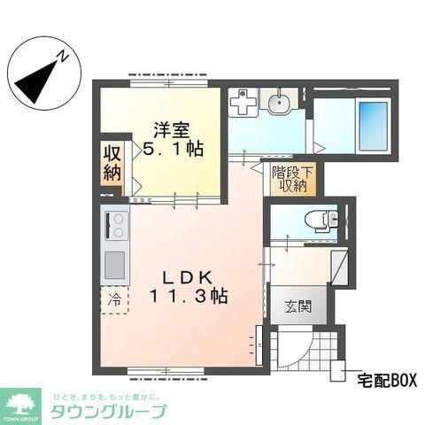 鎌ヶ谷市右京塚アパート(1LDK/1階)の間取り写真