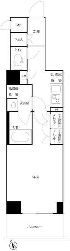 ルーブル白金高輪参番館(1K/1階)の間取り写真