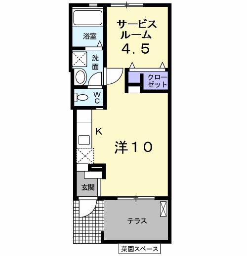 エンテラス池内 C(1SK/1階)の間取り写真