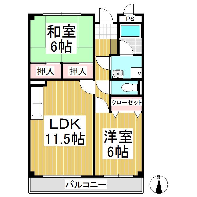 リンピアあっぷる(2LDK/1階)の間取り写真