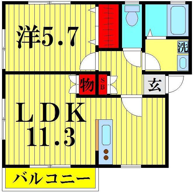 ガーデン(1LDK/2階)の間取り写真