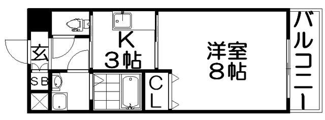 ロータリーマンション香里西之町(1K/3階)の間取り写真