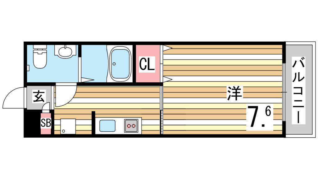 セレブ岡本(1K/2階)の間取り写真