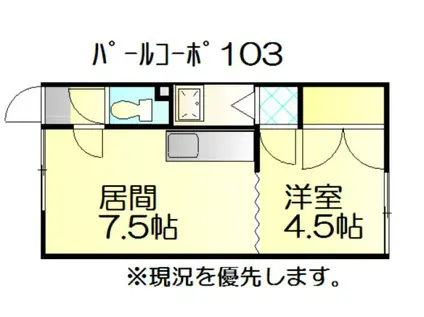 パールコーポ(1DK/1階)の間取り写真