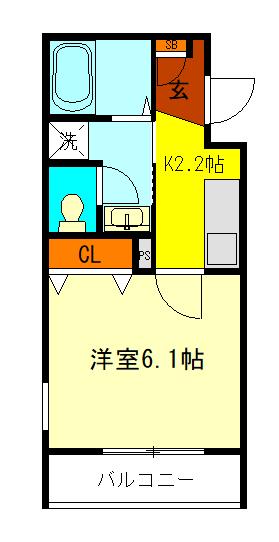 PACE(1K/2階)の間取り写真