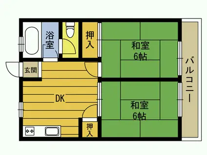 高瀬屋マンション(2DK/5階)の間取り写真