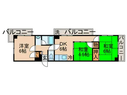 ハッピネス壱番館(3DK/3階)の間取り写真