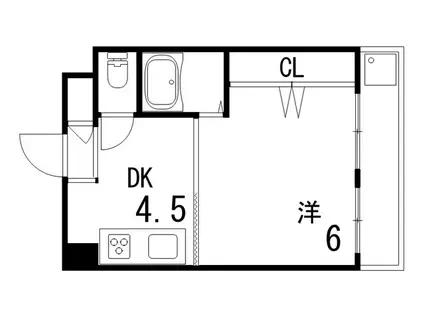 甲南六甲ハイム(1DK/3階)の間取り写真