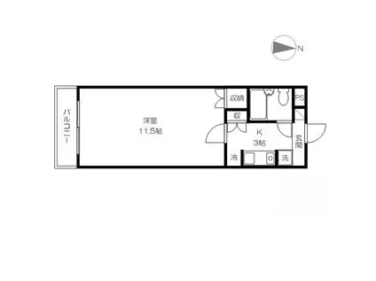 スリーイング長田(1K/3階)の間取り写真