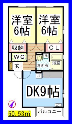 DL グリーンアヴェニューA(2DK/2階)の間取り写真