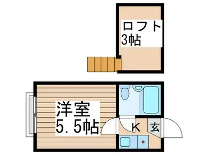 エスポワールD(1K/2階)の間取り写真