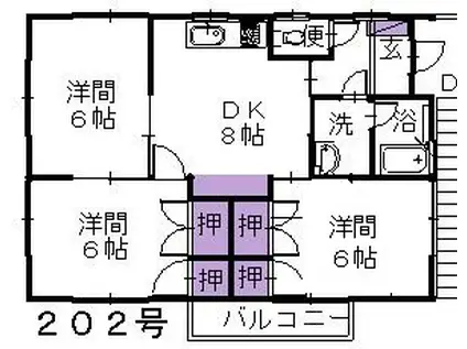 第1グリーンヒル(3DK/2階)の間取り写真