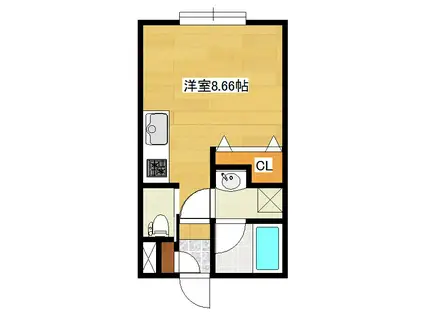 東林ハイツA(ワンルーム/2階)の間取り写真