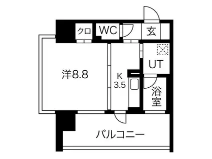 さくらHILLS NAGOYA ウエスト(1DK/2階)の間取り写真