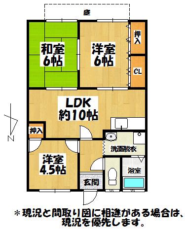 ジョイフル田隈(3LDK/1階)の間取り写真