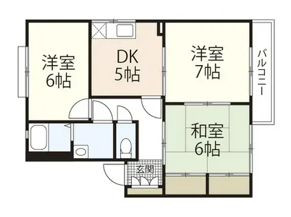 大井屋アパート(3DK/2階)の間取り写真