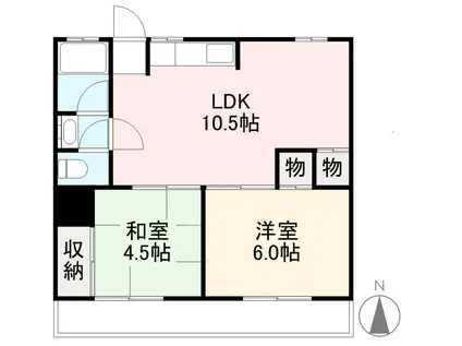 ヴェルヴィルKITA(2LDK/4階)の間取り写真