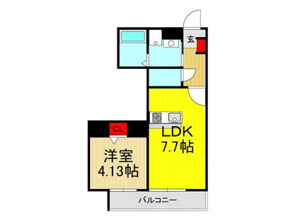 ESPACIO芝B(1LDK/3階)の間取り写真