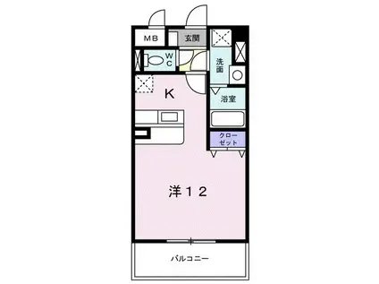 ライツェント・K(ワンルーム/2階)の間取り写真