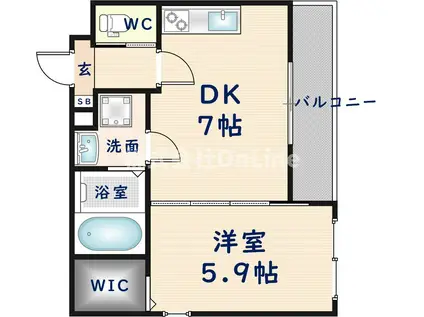 KTIレジデンス八尾(1DK/1階)の間取り写真