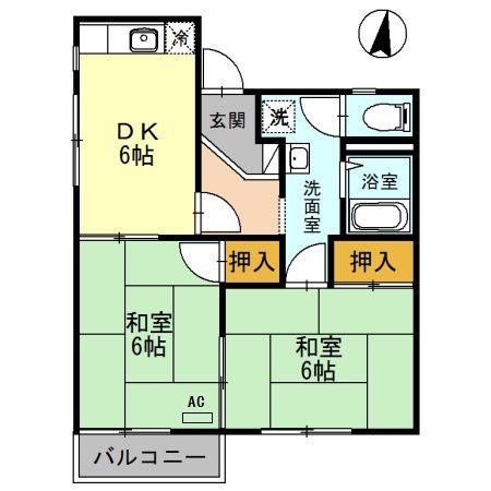 サンハイツ学園前(2DK/2階)の間取り写真