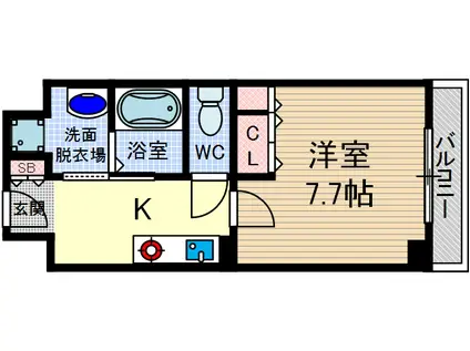 シャンピアコート茨木(1K/8階)の間取り写真