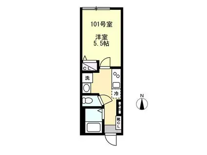 ベイルーム湘南台(1K/1階)の間取り写真