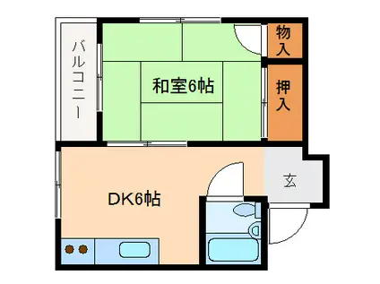 中村アパート(1DK/3階)の間取り写真
