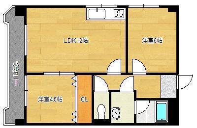 第2東宝ビル(2LDK/5階)の間取り写真