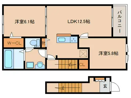ファミーユタチバナ(2LDK/2階)の間取り写真