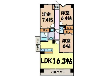 プロシード新瑞橋(3LDK/5階)の間取り写真
