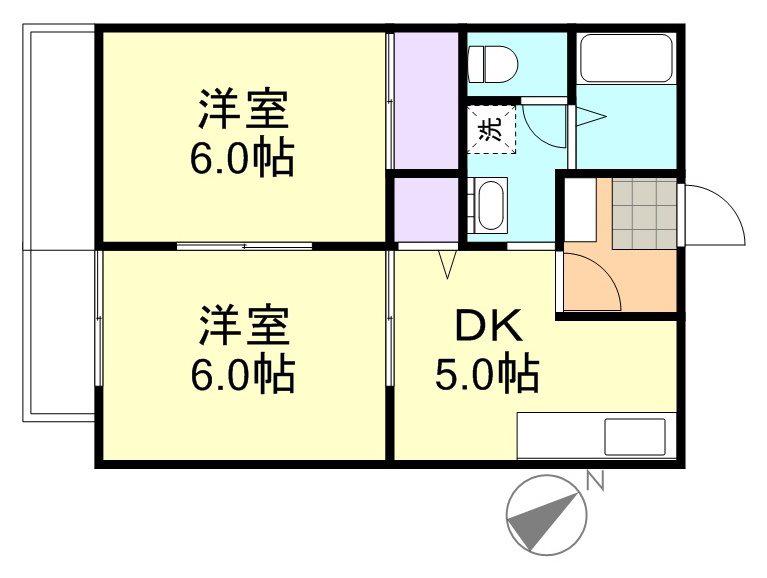 エンデバーB棟(2DK/2階)の間取り写真