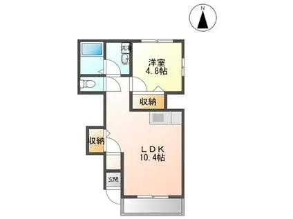 ヒル・フローラ(1LDK/1階)の間取り写真