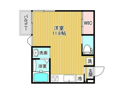 ライズ下奥井(ワンルーム/2階)の間取り写真