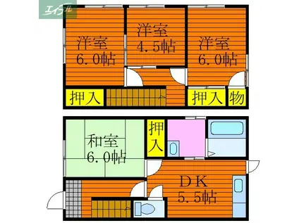 田口コーポII(4DK/1階)の間取り写真