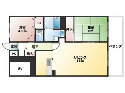 ハピネス北条(3LDK/3階)の間取り写真