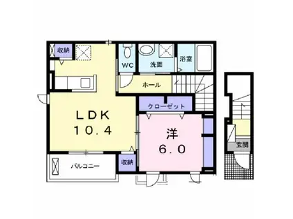 ツインタウン道ノ窪 II(1LDK/2階)の間取り写真