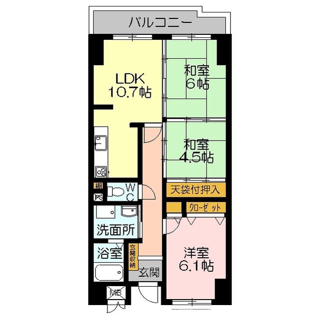 サーパス錦町(3LDK/7階)の間取り写真