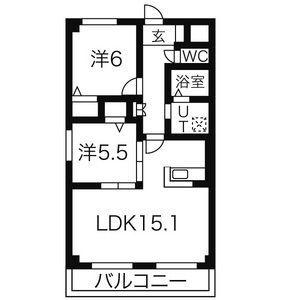 LUMIERE DUO FB館(2LDK/3階)の間取り写真